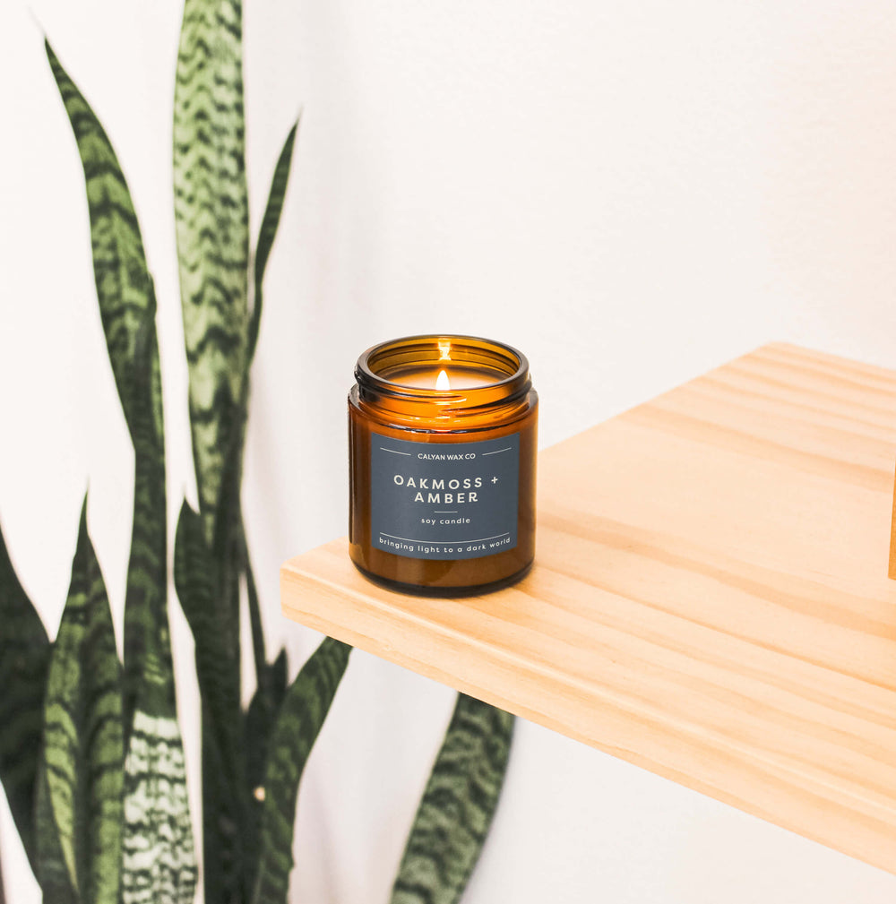 12 Pack of Mini Amber Jar Soy Candles - Oakmoss + Amber - Calyan Wax Co.