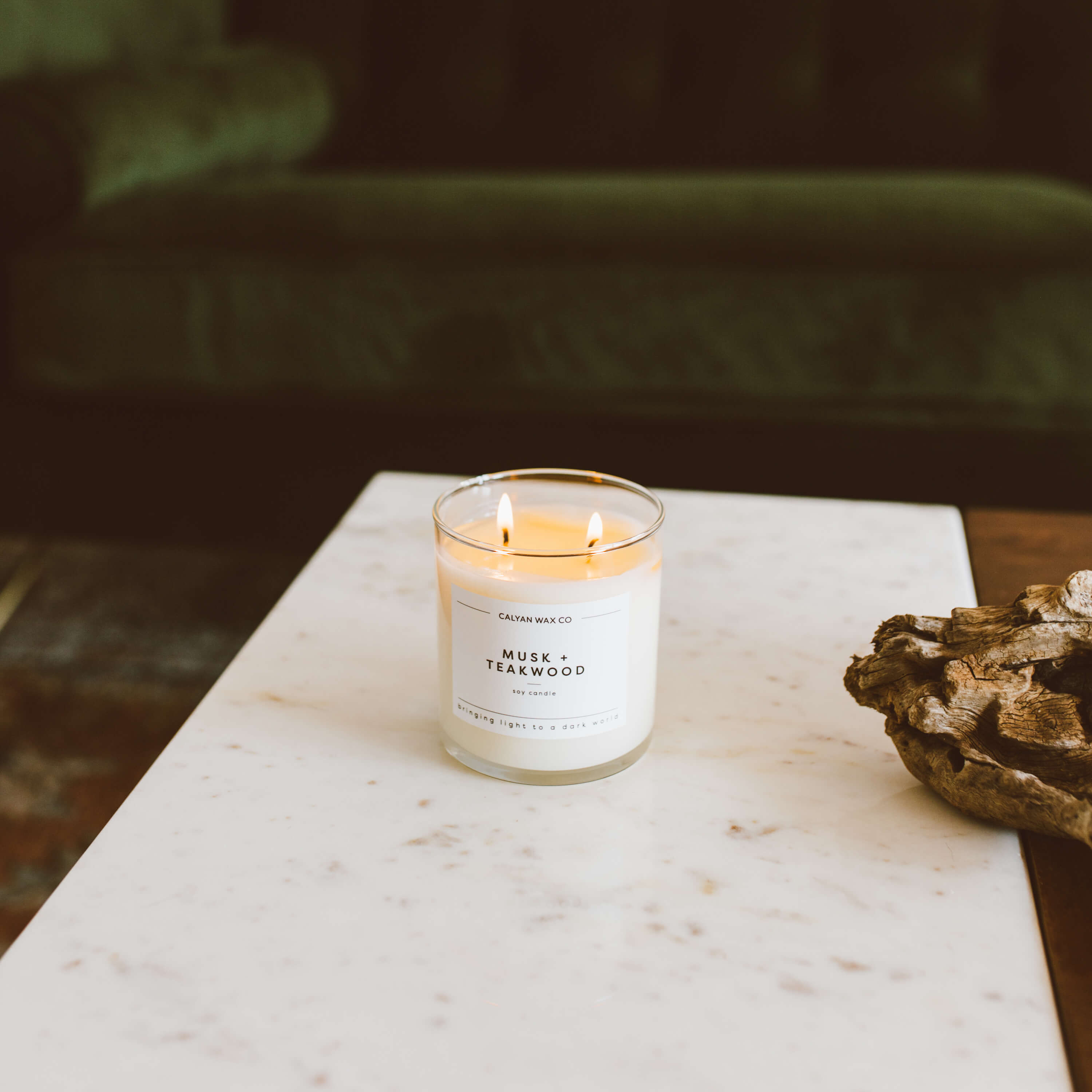 Calyan Wax Co. Musk + Teakwood Glass Tumbler Soy Candle - Thumbnail 3