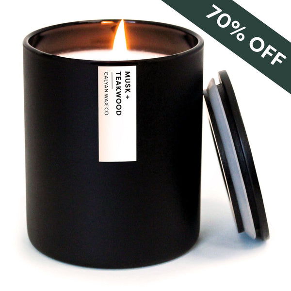 Musk + Teakwood Matte Black Tumbler Soy Candle - Calyan Wax Co.