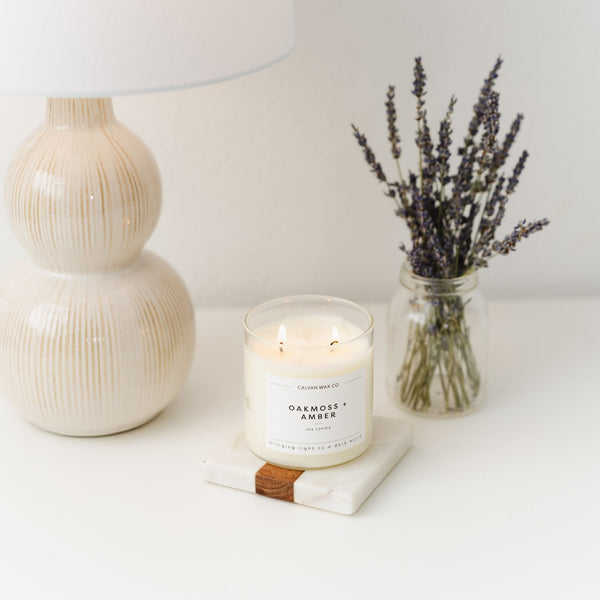 Oakmoss + Amber Glass Tumbler Soy Candle - Calyan Wax Co.