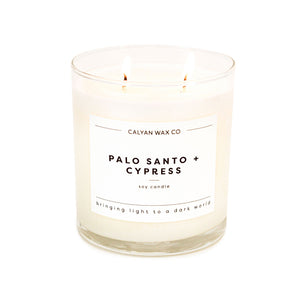 Palo Santo + Cypress Glass Tumbler Soy Candle