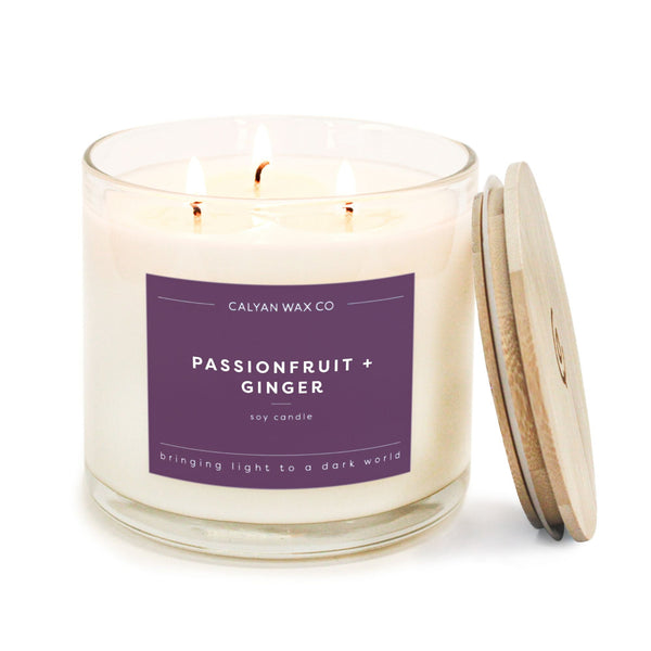 Passionfruit + Ginger 3 - Wick Clear Glass Tumbler Soy Candle - Calyan Wax Co.