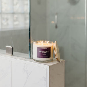 Passionfruit + Ginger 3 - Wick Clear Glass Tumbler Soy Candle - Calyan Wax Co.