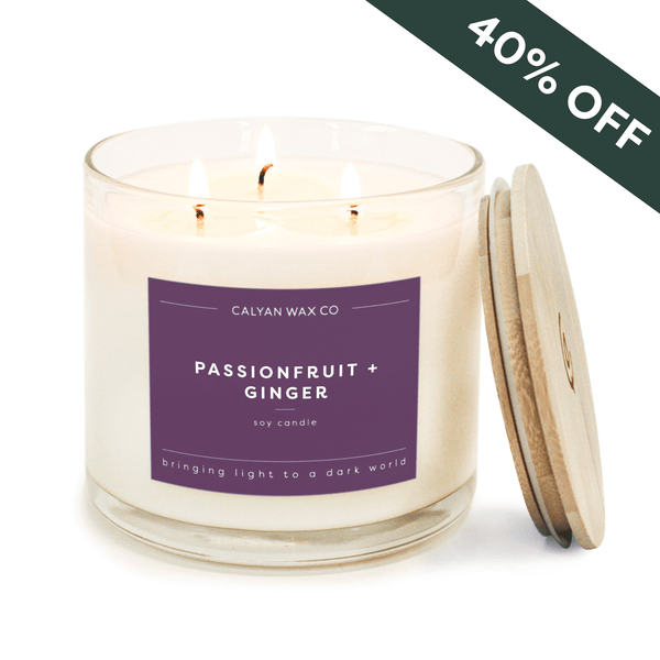 Passionfruit + Ginger 3-Wick Clear Glass Tumbler Soy Candle - Calyan Wax Co.
