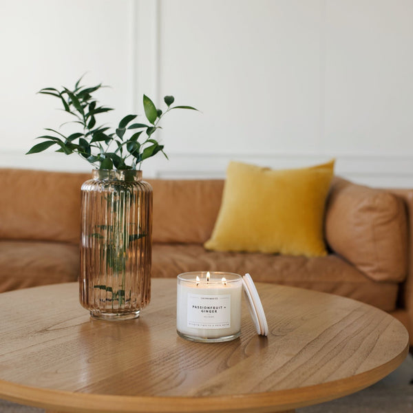 Passionfruit + Ginger 3 - Wick Clear Glass Tumbler Soy Candle - Calyan Wax Co.