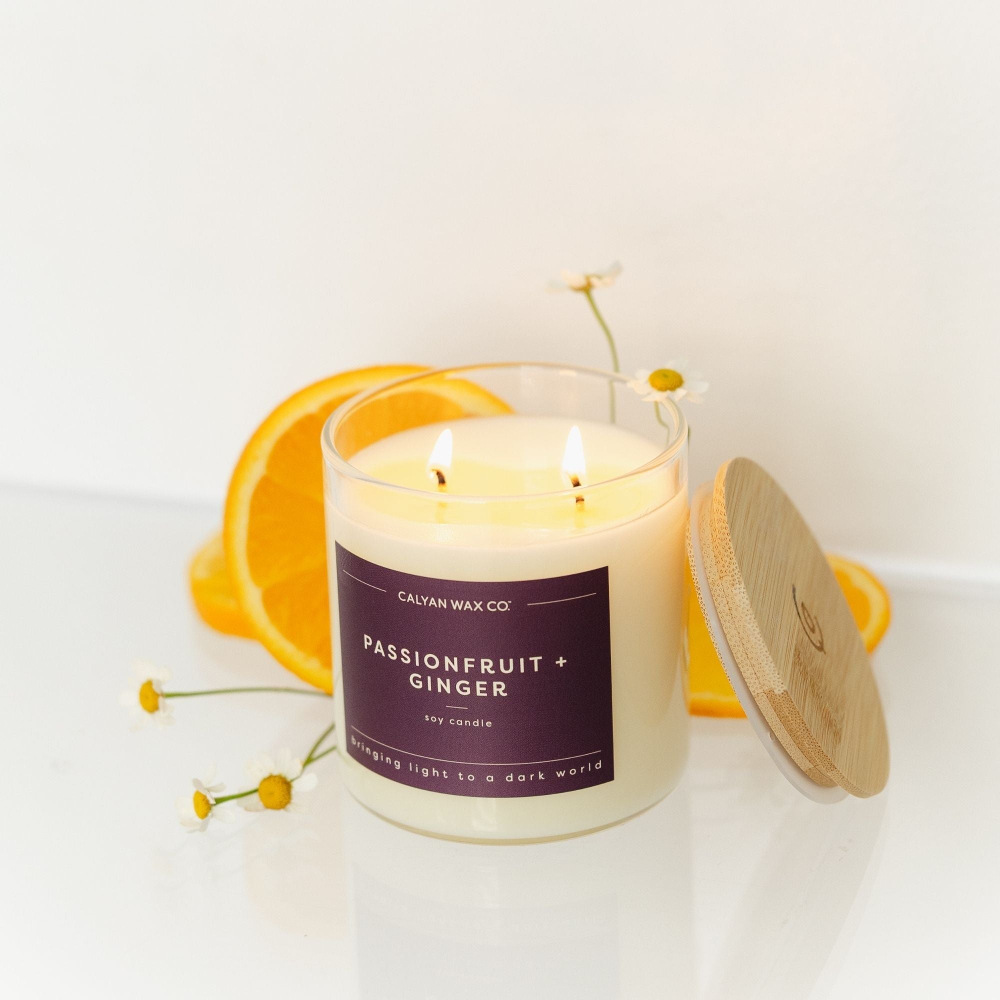 Passionfruit + Ginger Soy Candle in a Glass Tumbler - Calyan Wax Co.