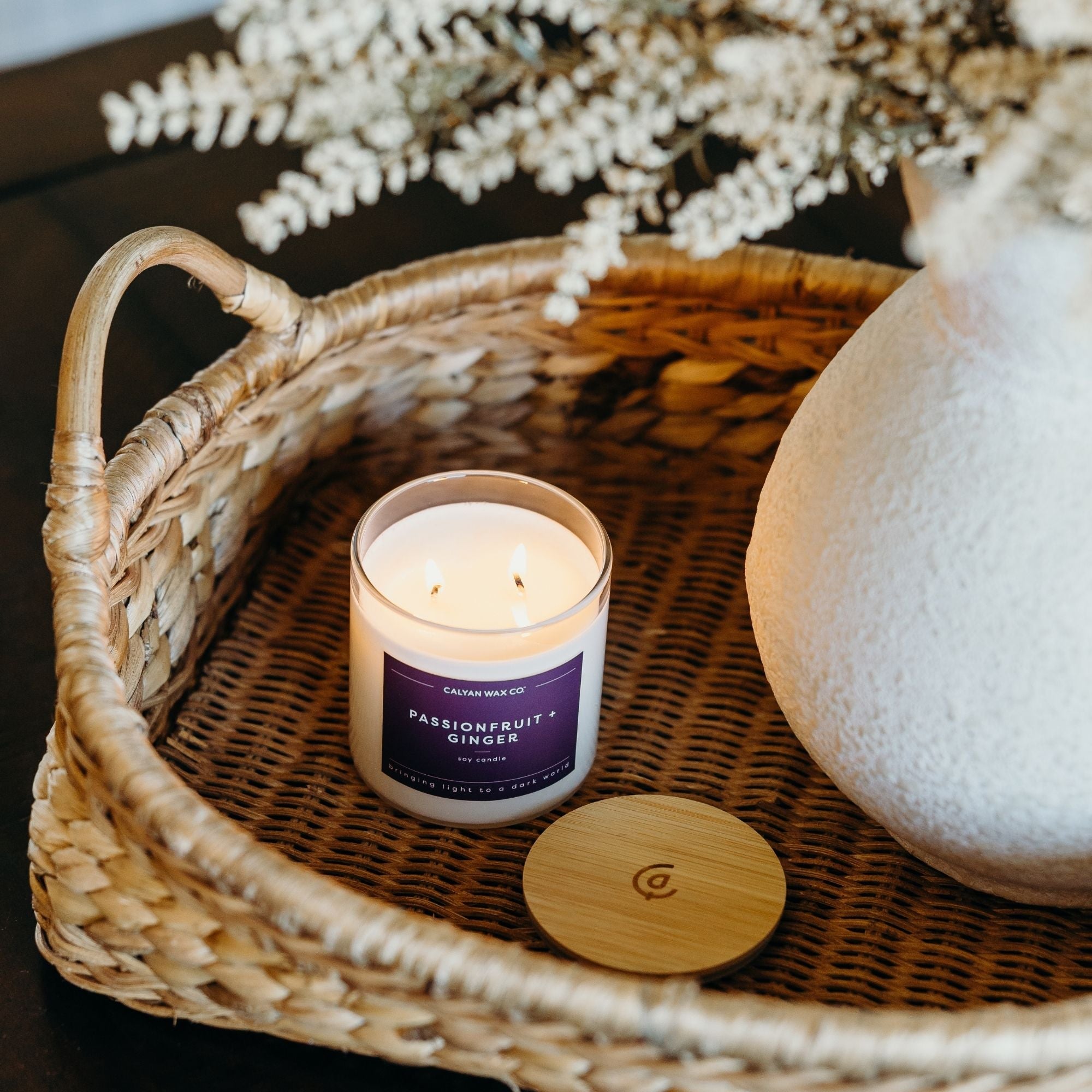 Passionfruit + Ginger Soy Candle in a Glass Tumbler - Calyan Wax Co.