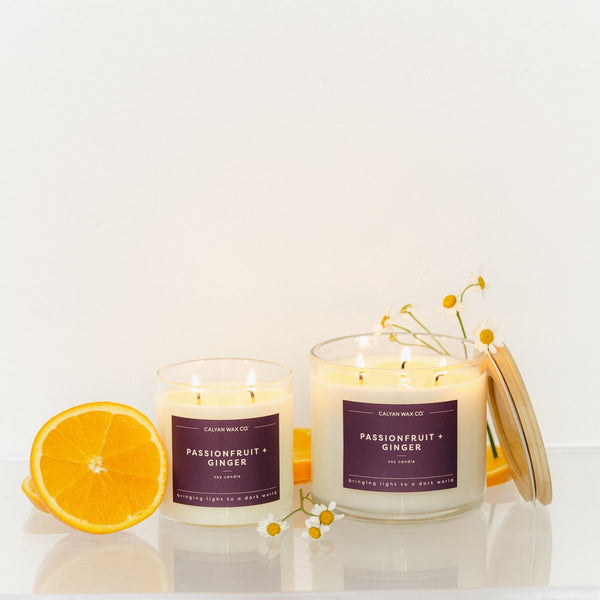 Passionfruit + Ginger Glass Tumbler Soy Candle - Calyan Wax Co.