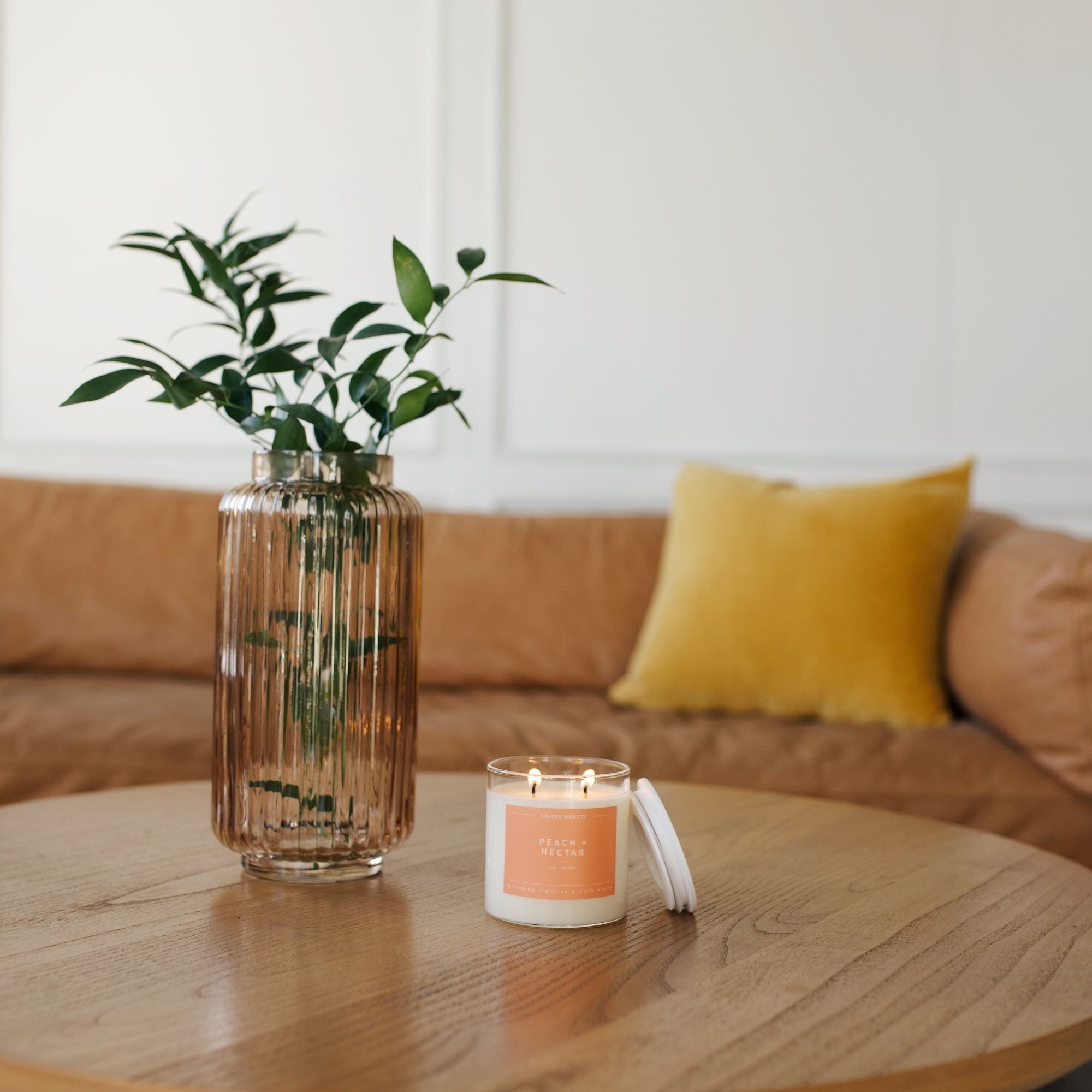 Peach + Nectar Glass Tumbler Soy Candle | Limited Release - Calyan Wax Co.