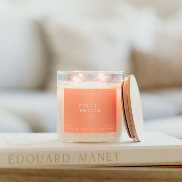 Peach + Nectar Glass Tumbler Soy Candle | Seasonal Fragrance - Calyan Wax Co.