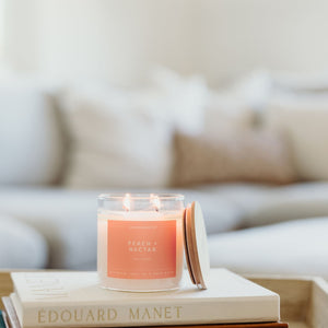 Peach + Nectar Glass Tumbler Soy Candle | Seasonal Fragrance - Calyan Wax Co.