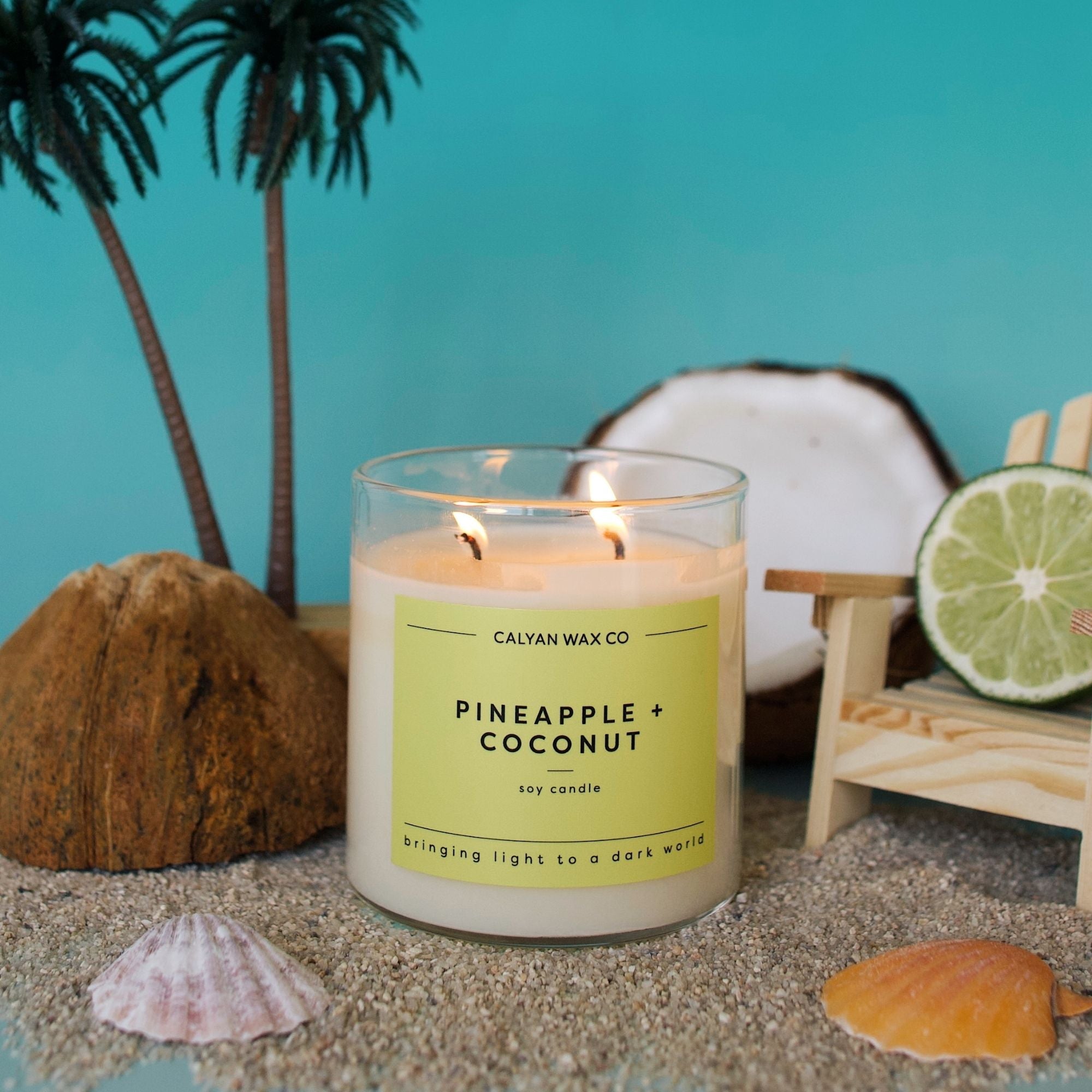 coconut palm candle Pineapple + Coconut Glass Tumbler Soy Candle