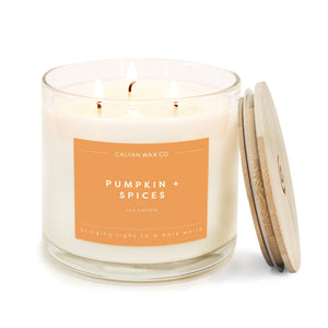 Pumpkin + Spices 3-Wick Clear Glass Tumbler Soy Candle - Calyan Wax Co.