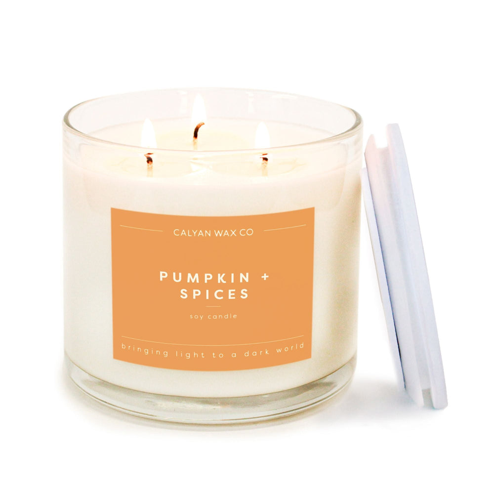 Pumpkin + Spices 3 - Wick Clear Glass Tumbler Soy Candle - Calyan Wax Co.