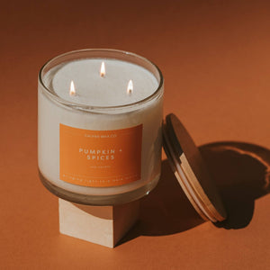 Pumpkin + Spices 3-Wick Clear Glass Tumbler Soy Candle - Calyan Wax Co.