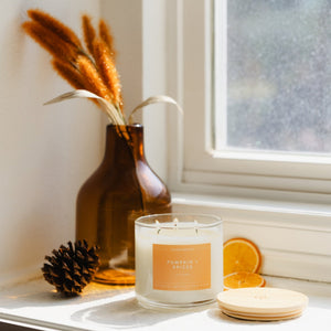 Pumpkin + Spices 3-Wick Clear Glass Tumbler Soy Candle - Calyan Wax Co.