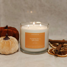 Load image into Gallery viewer, Pumpkin + Spices 3 - Wick Clear Glass Tumbler Soy Candle - Calyan Wax Co.