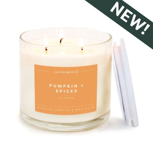 Pumpkin + Spices 3 - Wick Clear Glass Tumbler Soy Candle - Calyan Wax Co.