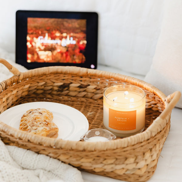 Pumpkin + Spices 3-Wick Clear Glass Tumbler Soy Candle - Calyan Wax Co.