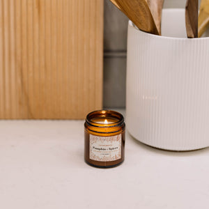 Pumpkin + Spices Mini Amber Jar Soy Candle