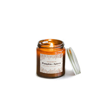 Load image into Gallery viewer, Pumpkin + Spices Mini Amber Jar Soy Candle