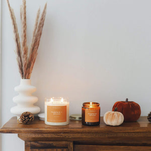 Pumpkin + Spices Mini Amber Jar Soy Candle | Limited Release - Calyan Wax Co.