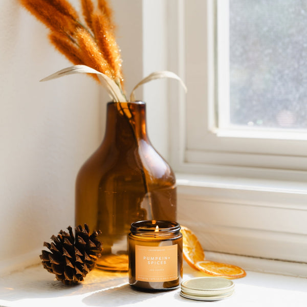 Pumpkin + Spices Mini Amber Jar Soy Candle | Limited Release - Calyan Wax Co.