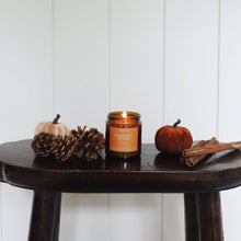 Load image into Gallery viewer, Pumpkin + Spices Mini Amber Jar Soy Candle | Limited Release - Calyan Wax Co.