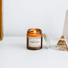 Load image into Gallery viewer, Pumpkin + Spices Mini Amber Jar Soy Candle