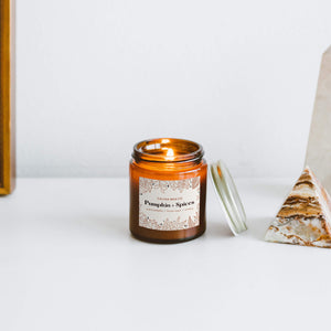 Pumpkin + Spices Mini Amber Jar Soy Candle