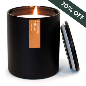 Redwood + Vanilla Matte Black Tumbler Soy Candle - Calyan Wax Co.