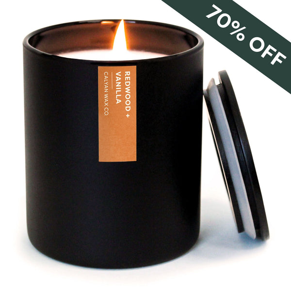 Redwood + Vanilla Matte Black Tumbler Soy Candle - Calyan Wax Co.