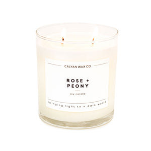 Rose + Peony Glass Tumbler Soy Candle