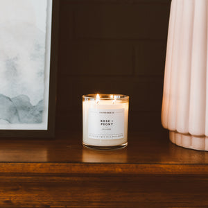 Rose + Peony Glass Tumbler Soy Candle