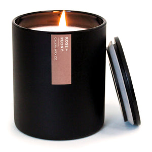 🎁 Rose + Peony Matte Black Tumbler Soy Candle (100% off) - Calyan Wax Co.