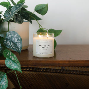 Rosewood + Amber Glass Tumbler Soy Candle - Calyan Wax Co.