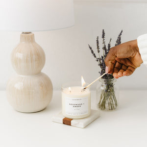 Rosewood + Amber Glass Tumbler Soy Candle - Calyan Wax Co.