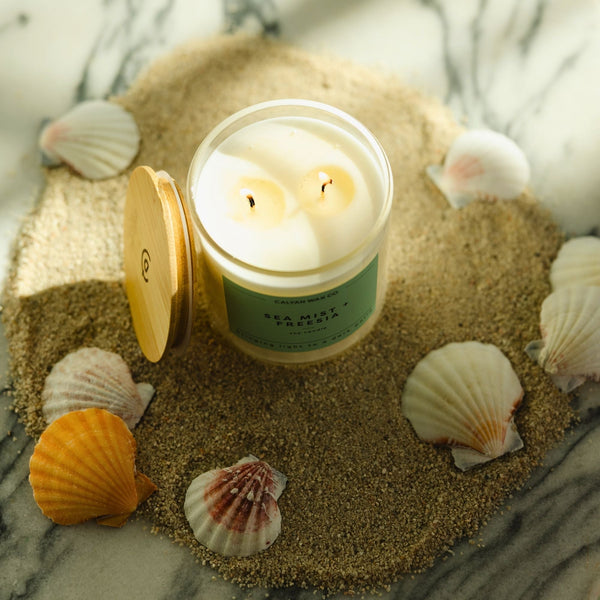 Sea Mist + Freesia Glass Tumbler | Seasonal Fragrance - Calyan Wax Co.