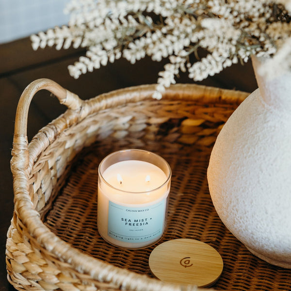 Sea Mist + Freesia Glass Tumbler | Seasonal Fragrance - Calyan Wax Co.