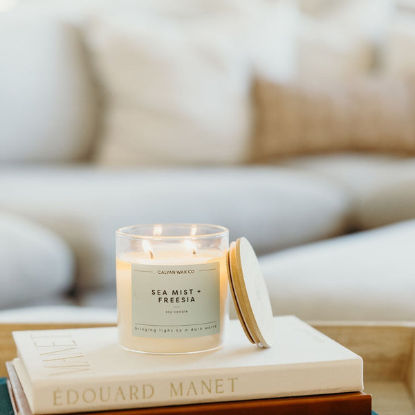 Sea Mist + Freesia Glass Tumbler | Seasonal Fragrance - Calyan Wax Co.