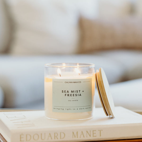 Sea Mist + Freesia Glass Tumbler | Seasonal Fragrance - Calyan Wax Co.
