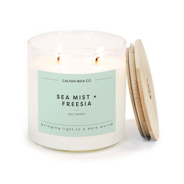 Sea Mist + Freesia Glass Tumbler | Seasonal Fragrance - Calyan Wax Co.