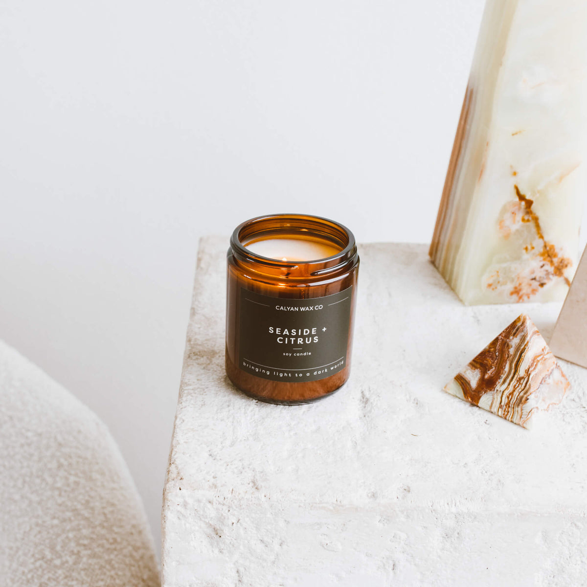 Seaside + Citrus Amber Jar Soy Candle - Calyan Wax Co.