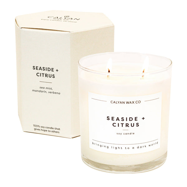 🎁 Seaside + Citrus Glass Tumbler Soy Candle (100% off) - Calyan Wax Co.