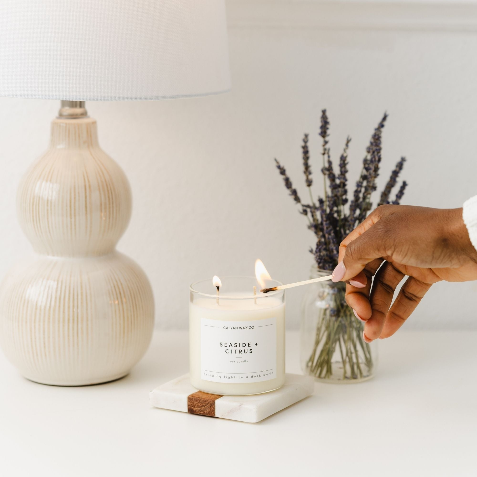 Seaside + Citrus Soy Candle in a Glass Tumbler - Calyan Wax Co.