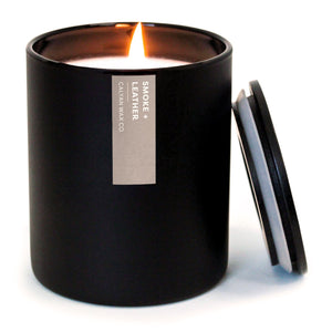 🎁 Smoke + Leather Matte Black Tumbler Soy Candle (100% off) - Calyan Wax Co.