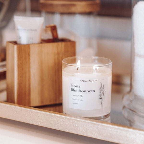Texas Bluebonnet Glass Tumbler Soy Candle | Seasonal Fragrance - Calyan Wax Co.