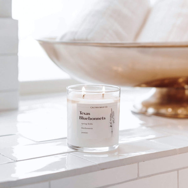 Texas Bluebonnet Glass Tumbler Soy Candle | Seasonal Fragrance - Calyan Wax Co.