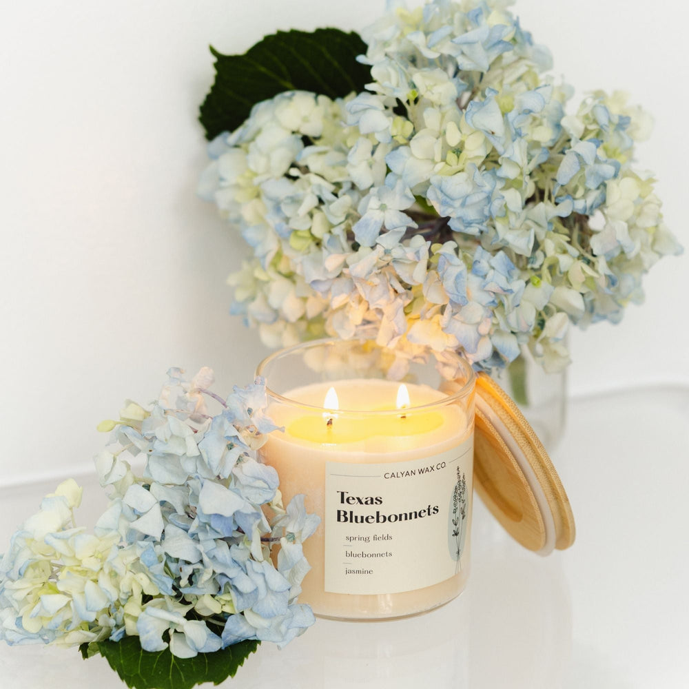 Texas Bluebonnet Glass Tumbler Soy Candle | Seasonal Fragrance - Calyan Wax Co.