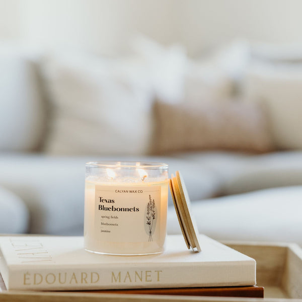 Texas Bluebonnet Glass Tumbler Soy Candle | Seasonal Fragrance - Calyan Wax Co.